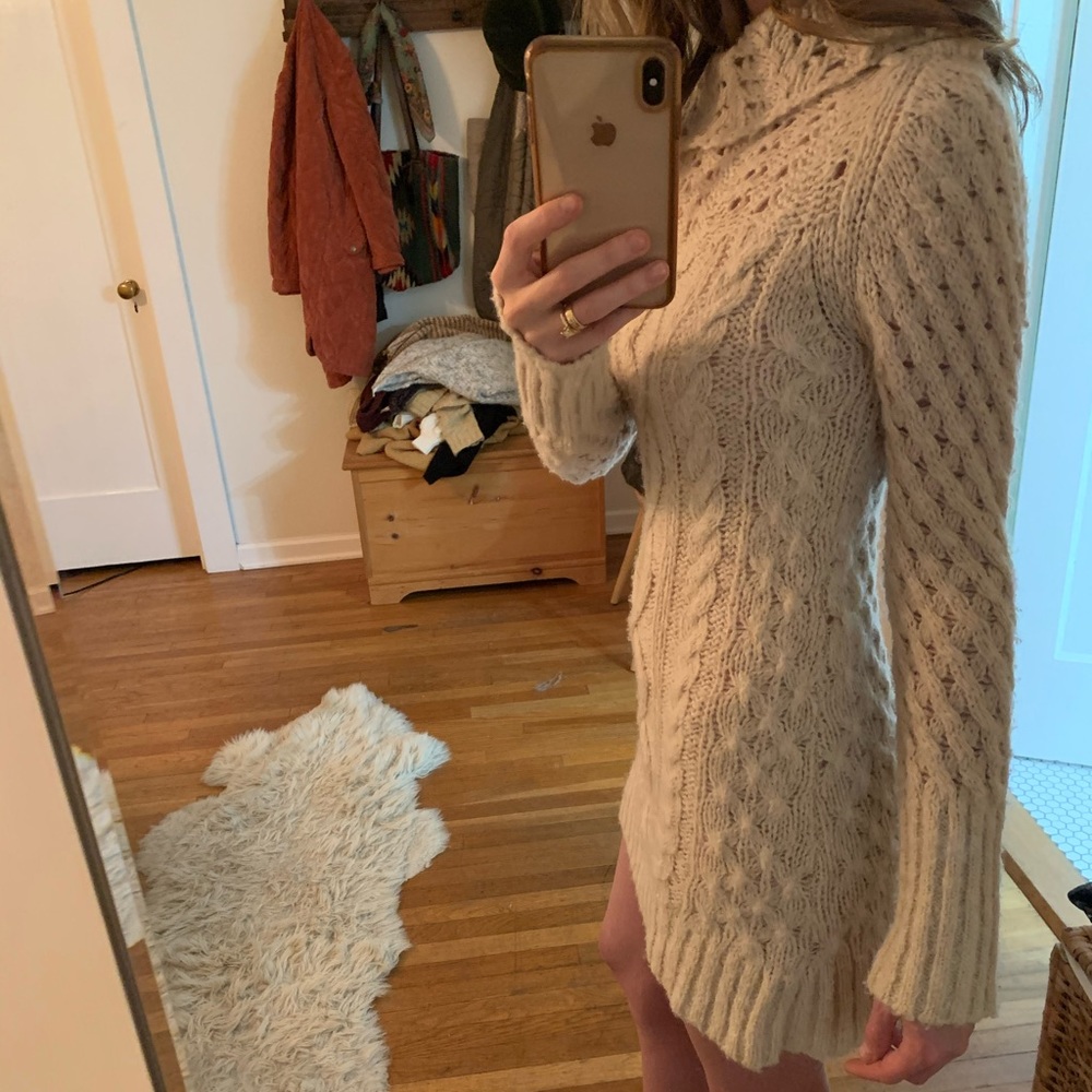 Free People Cream Sweater Dress xs EUC